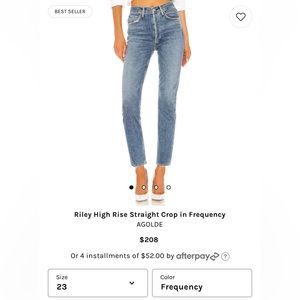 AGOLDE Women's Blue High Rise Straight Crop Jeans